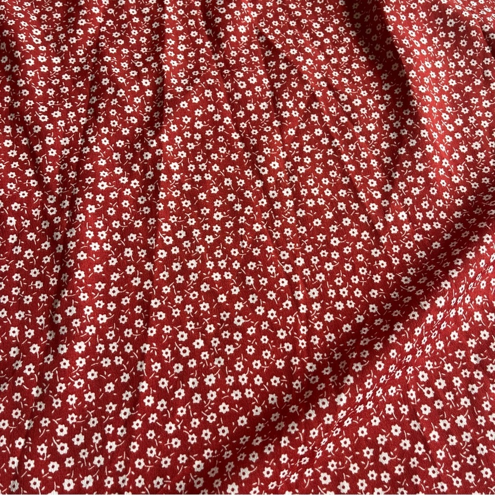Shein Curve Plus Size Wrap Skirt Red Floral Print Midi Skirt Women’s 1XL - Picture 7 of 8